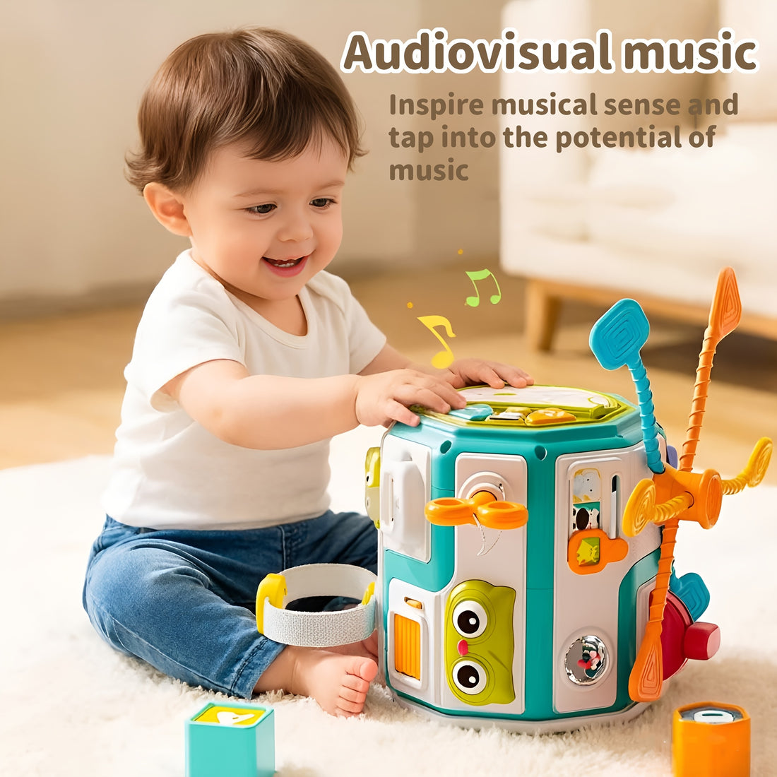20-in-1 Toddler Busy Board Activity Cube | Musical Learning House Toy for 12 Months+