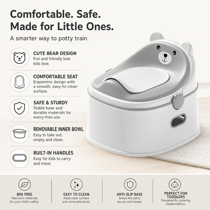 3-in-1 Bear Potty Training Seat, Toilet Insert &amp; Step Stool